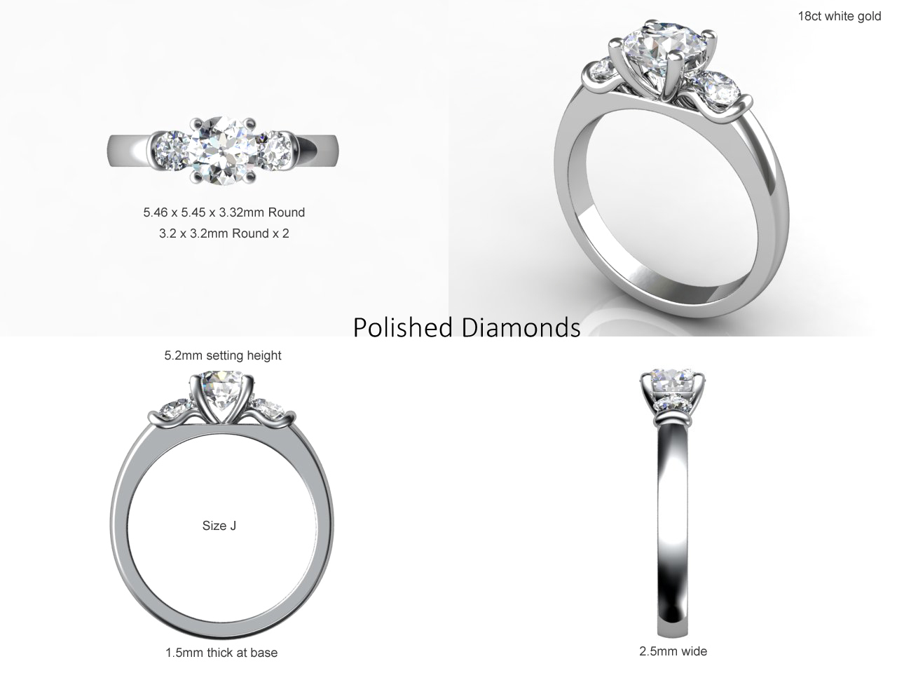 Trilogy Diamond Ring CAD