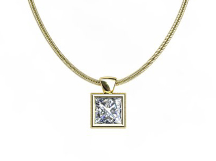 Yellow Gold bezel Pendant and Chain PPBY01 