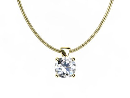 round diamond yellow gold pendant on chain PRCY01 